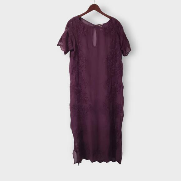 Sundance The Divine Ms Brooks Embroidered Sheer Maxi Dress Lg Purple (No Lining) - Picture 1 of 15